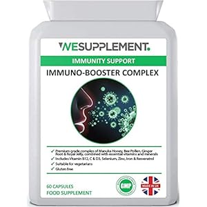 Immune System Booster 60 Capsules – Vitamin C, Vitamin D3 & B12, Zinc, Selenium, Royal Jelly, Manuka Honey, Bee Pollen…