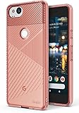 Google Pixel 2 Phone Case Ringke [BEVEL] Minimalist Diagonal Textured Shock Absorption TPU Form Fitting Lightweight Drop Resistant Protection Design Protective Cover Pixel 2 - Rose Gold Crystal