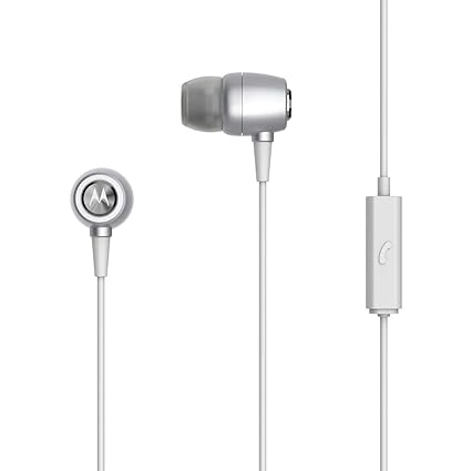Motorola Earbuds Metal | IP54 Wasserfeste Kabelgebundene Stereo-Kopfhörer | Kopfhoerer mit Headset | In-Ear Ohrhöhrer | Schwa