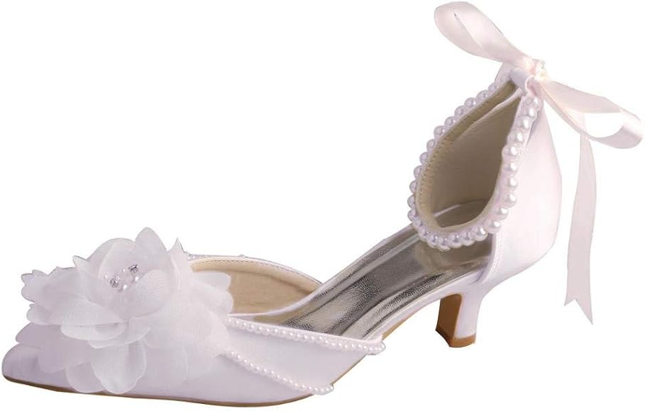 white wedding court shoes