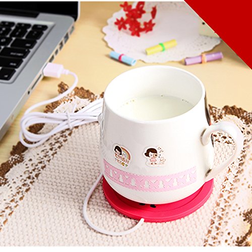 Coffee Warmer (Cup not Include) USB Coffee Insulation Electric Warmer Silicone Mat Mug Keep Hot Beverage Warm ,Computer Coffee Warmer Tea Warmer (Red)