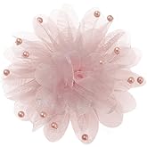 13cm/5in Beaded Mesh Flower Brooch Pin for Women Girls Dainty Round Shell Pearl Ball Beads Camellia Peony Flowers Brooches Lapel Hair Pins Elegant Wedding Anniversary Accessories Jewelry