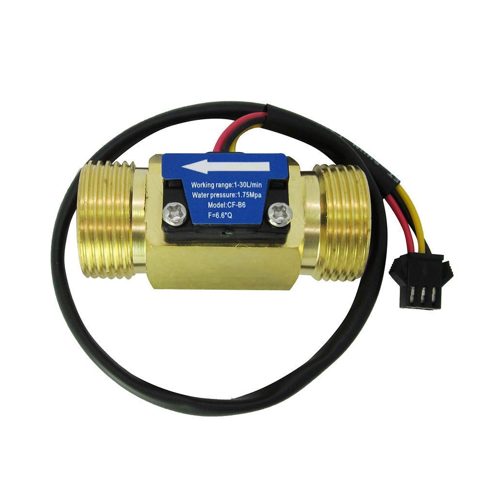 SENSTREE G3/4" Brass Water Flow Sensor, Hall Effect Liquid Flow Meter Flowmeter Counter 1-30L/min