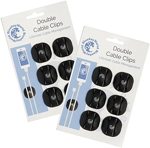 Double Cable Clips - Cable Oganizer - Cord Management - Wire Management System - 12 Pack - Self Adhesive - Durable - Model CM1007 From Blue Key World