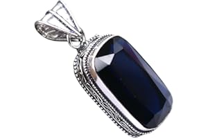 BEADS PLANET JAIPUR Tanzanite Silver Plated Ethnic Handmade Pendant Jewelry 2" P 5508 P 5508