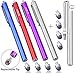 MEKO (4Pcs) Ultra Sensitive New Micro-Fiber Tip Stylus Pen for All Touch Screen Devices Bundle with 4 Replacement Tips,2 Elastic Lanyards (Silver/Red/Blue/Purple)