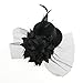 Tinksky Womens Ladies Flower Decor Hair Clip Feather Fascinator Burlesque Punk Mini Top Hat (Black)