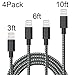 iPhone Cable,Iseason 4Pcks 3FT+2X6FT+10FT to USB Lightning Cable Syncing and Charging Cable Data Nylon Braided Cord Charger for iPhone 7/7 Plus/6/6 Plus/6s/6s Plus/5/5s/5c/SE and more (Black&White)
