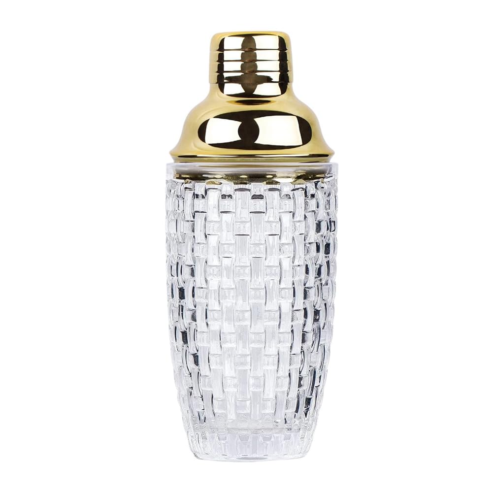 Qezodsx 13Oz Glass Cocktail Shaker Set - Glass Shaker for Cocktails, Drink Shakers Cocktail and Cocktail Shakers Gold Easy Install