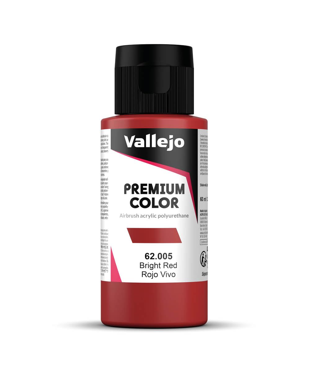 Vallejo Premium Color Acrylic Paint, High Resistance for Airbrush, Ideal for Art Projects, 60 ml, Vivid Red