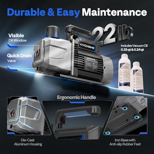 VIVOHOME A2L 3/4 HP 7.2CFM 2 Stage AC Vacuum Pump and Manifold photo 11