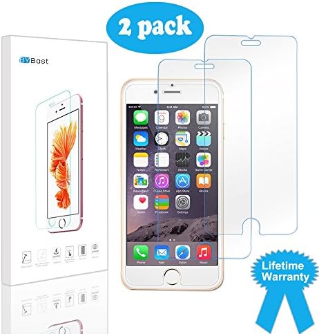 [Lifetime Warranty][2 PACK] ByBast iPhone 6/6s 4.7 Inch HD Clear Ballistic Screen Protector Bubble Free Anti-shatter Anti-fingerprint 2.5D Curved Edge Tempered Glass