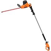 GARCARE Electric Hedge Trimmer Corded with Extension Pole 18 Inch Blade | Dual-Action Laser Blade, Long Reach Bush Trimmer 600W, 4.8 Amp Garden Trimmers, For Hedges &amp; Shrubs