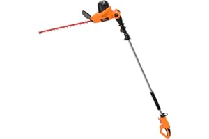 GARCARE Electric Hedge Trimmer Corded with Extension Pole 18 Inch Dual-Action Laser Blade Bush Trimmer 600W, 4.8 Amp Garden Trimmers
