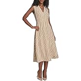 Tommy Hilfiger Womens Sleeveless V-Neck A-line Midi Dress