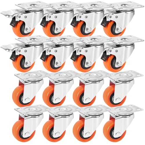 W B D WEIBIDA 50mm Möbelrollen mit 8 Bremse, 68KG Tragfähigkeit pro Stück, 360° Lenkrollen mit Doppelverriegelung, Polyurethan Schwerlastrollen für Mö