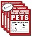 Pet Inside Finder Sticker - 4 Pack - Adhesive on Front and Back. in a Fire Emergency, Firefighters Will See Alert on The Window, Door, or House and Rescue Your cat/Dog. Safety First in case of fire.