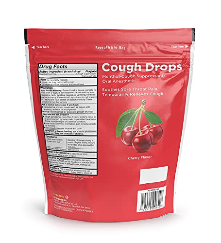 AMAZON BASIC CARE CHERRY COUGH DROPS, 160 COUNT (PREVIOUSLY SOUNDHEALTH)