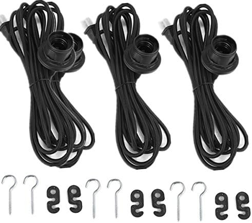 Fadimikoo E26/E27 Lamp Socket Vintage Edison Hanging Pendant Light 14.7FT Cord Kit without On/Off Switch UL listed, 3 Pack