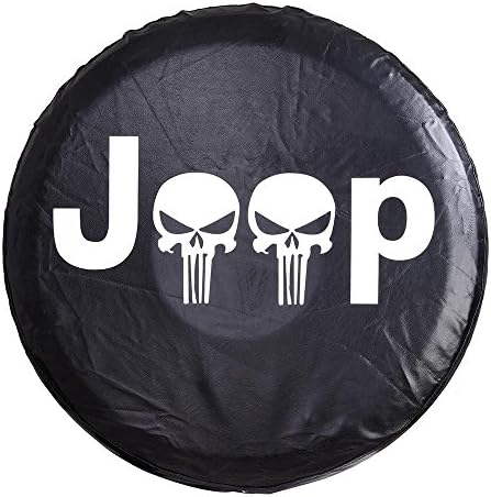 29-1/2" - 31" Diameter PVC Leather Spare Wheel Tire Soft Cover Jeep Wrangler Pattern 2-Skull Prints