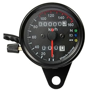 Ctzrzyt Motorfiets Dual Odometer Speedometer Gauge LED Backlight/h 12V Zwart