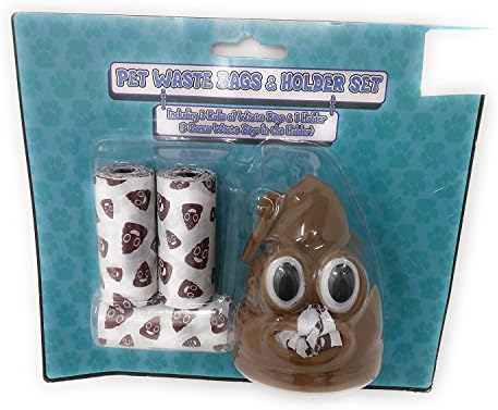 Adorable Emoji POOP Printed Dog Waste Bags - 3 Rolls / 3 Bonus Poop Waste Bag in holder Cute Waste Bags For Your Furbaby!