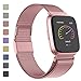 iGK Metal Replacement Bands Compatible for Fitbit Versa/Versa Lite Edition/Versa 2, Stainless Steel Loop Metal Mesh Bracelet Unique Magnet Lock Wristbands