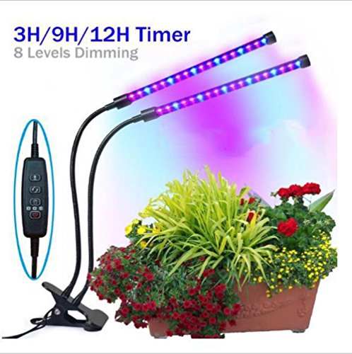 Zero 18W LED Plant Grow Light Dual Head Plant Grow Lamp For Indoor Plants Hydroponic Garden And Greenhouse 360° Adjustable