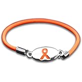 Fundraising For A Cause | Orange Ribbon Stretch Bracelets - Orange Ribbon Awareness Bracelets for Leukemia Awareness, Kidney Cancer, Multiple Sclerosis, Gun Violence & Hunger Awareness