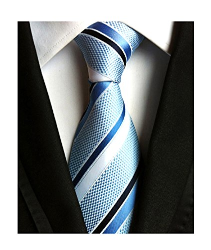 Men's Wide Stripe Red White Woven Silk Tie Timelessly Elegant Dress Necktie Gift