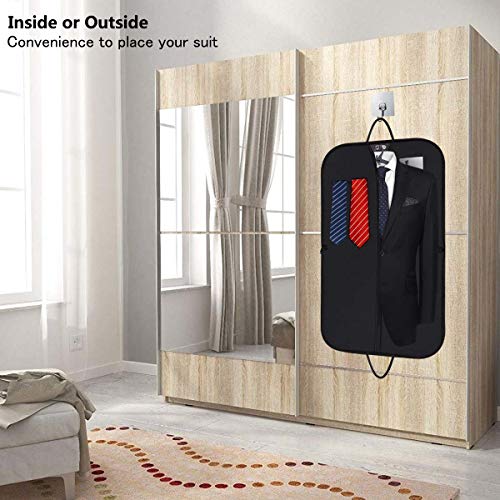 Buruis Travel Garment Bag with Large Laptop Compartment and 2 Pcs Functional Hangers, Protable Waterproof Suit Bag Carrier Cover for Trip, Business and Clothes Storage (Blue Stripe)