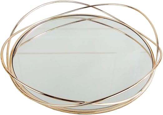 Ahggzeg Mirror Tray Large Metal Vanity Jewelry Decorative Tray Makeup Accessories Perfume Organizer For Dresser Bathroom Bedroom Home Decor Small Amazon Ca Home Kitchen