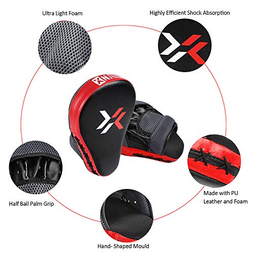 Xnature Essential Curved Boxing MMA Punching Mitts Boxing Pads Hook & Jab Pads MMA Target Focus Punching Mitts Thai Strike Kick Shield a Pair - Thumbnail 2