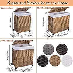 Crehomfy Laundry Hamper with Wheel and Removable