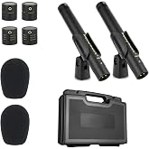 happymusic CM2 Pencil Stick Condenser Microphone，Interchangeable Omni,Cardioid and Super Cardioid Capsules for Acoustic Woodwind Instruments &amp;Professional Audio Recording Acoustic