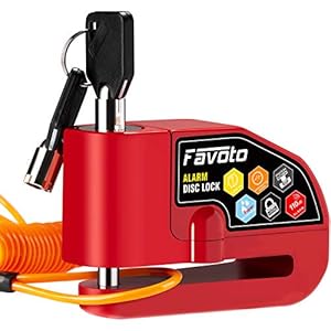 Favoto Motorfiets Remschijfslot Alarm Schijfslot 110dB Luid Motorslot Fietsslot Met Trilalarm 1,2 m Herinneringskabel…