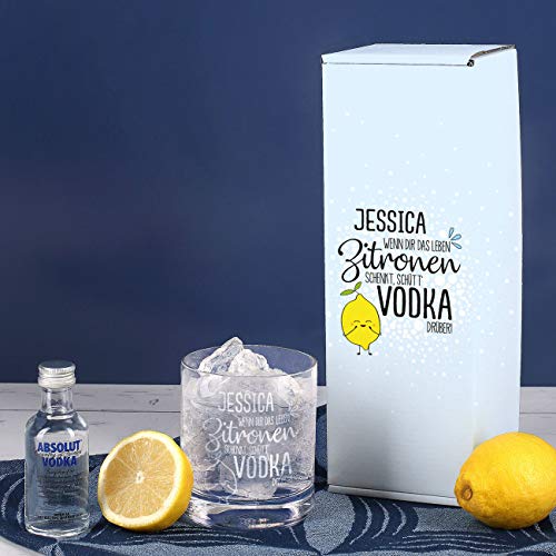 Herz & Heim® Absolut Vodka Geschenk-Set - Wenn Dir das Leben Zitronen schenkt, schütt Vodka drüber - mit Mini Vodka und… – Bild 3