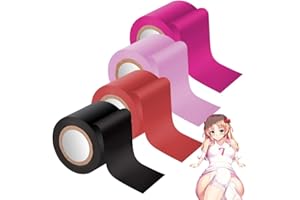 4 PCS BDSM Bondage Tape 52 Feet SM Adult Toy Sex Restraint Bondage Tape Electrostatic Tape Suitable for Men and Women （Black,