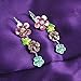 Glamorousky Pink and Blue Flower Earrings with Pink and Silver Austrian Element Crystals