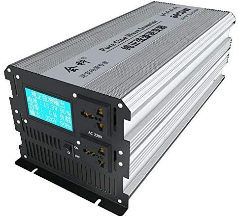 HuiKe Intelligent LCD Display 3000W (6000W Surge) Pure Sine Wave Power Inverter 12VDC to 220 VAC 50Hz with 2 AC Outlets, 2 Battery Cables for Solar, RV, Car, Boat