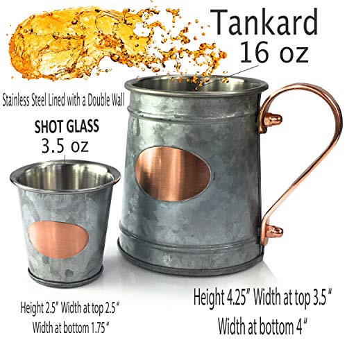 2 Galrose+TANKARDS+New+Galvanized+Stainless+Anniversary