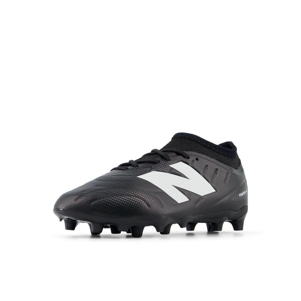 New Balance Kid’s Tekela Team Low Laced FG V5 Soccer Shoe, Black/White/Silver, 11 W Little Kid