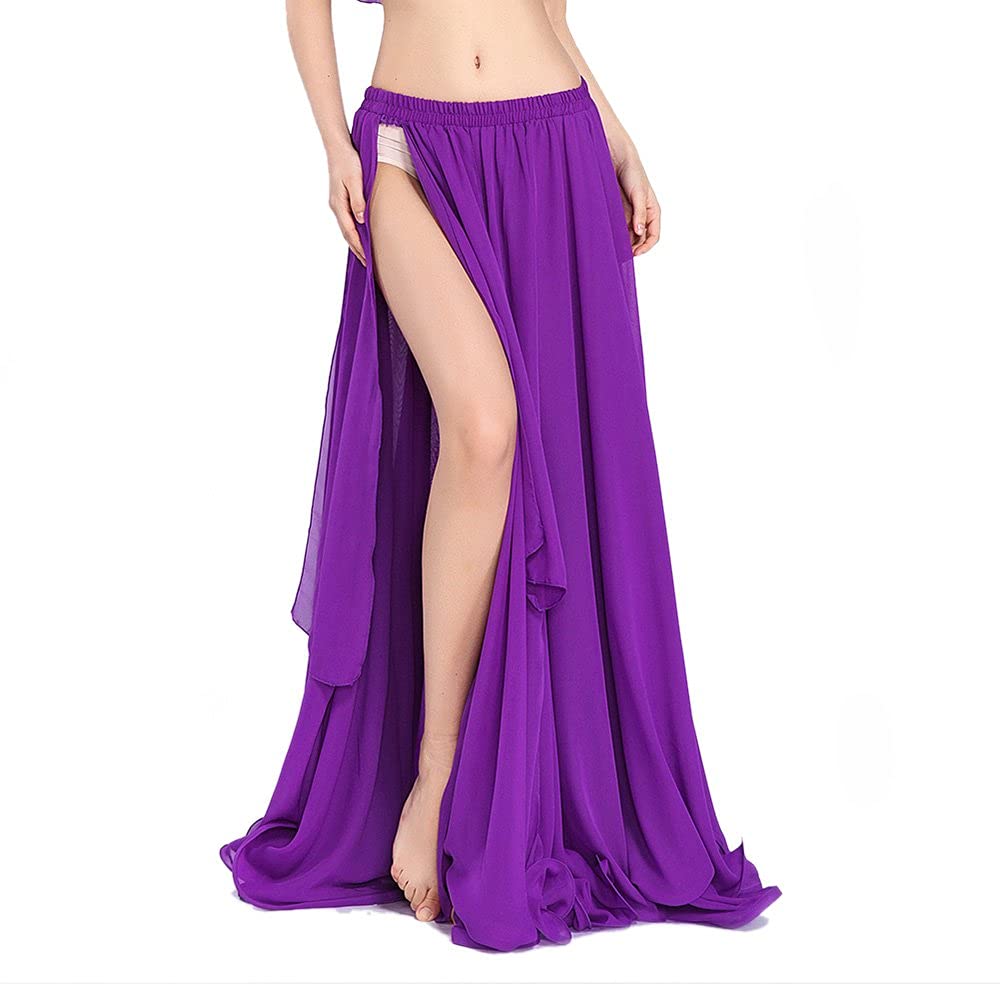 ROYAL SMEELA Bellydance skirts Women Girls Slit Belly Dance Skirt Training Performance Clothes Belly dancer skirt Chiffon Belly Dancing Skirts Belly Dance Costumes Belly Dancing Outfit Practice Skirt