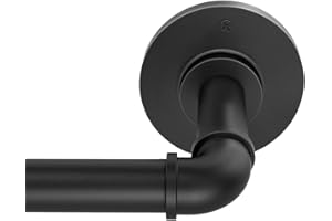 JOYULTRA 1 1/8 Inch Industrial Curtain Rods for Windows 48 to 84 Inches, Blackout Wrap Around Curtain Rod, for Indoor and Outdoor, Simple Design, 35 to 75 Inches, Black