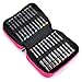 BTSKY Double-Ended Art Marker Carrying Case Organizer for Lipsticks-40 Slots Canvas Zippered Markers Storage(Pink)
