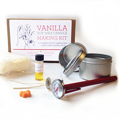 Vanilla soy wax candle making kit with mini tins