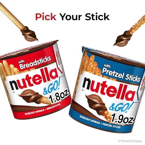 Nutella & GO! Chocolate Hazelnut Spread with Cocoa + Breadsticks, 12 Snack Packs, 1.8 oz Each