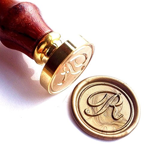 Vooseyhome Initial Letter Alphabet R Wax Seal Stamp with Rosewood Handle