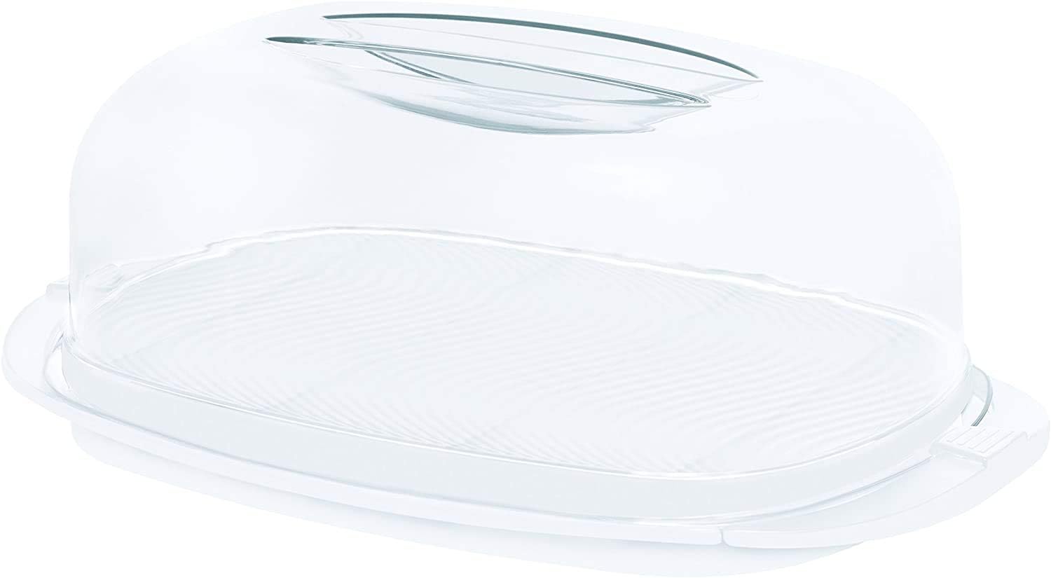 Rotho Fresh Käseglocke, Kunststoff (SAN) BPA-frei, weiss/transparent, (29,0 x 17,0 x 10,5 cm)