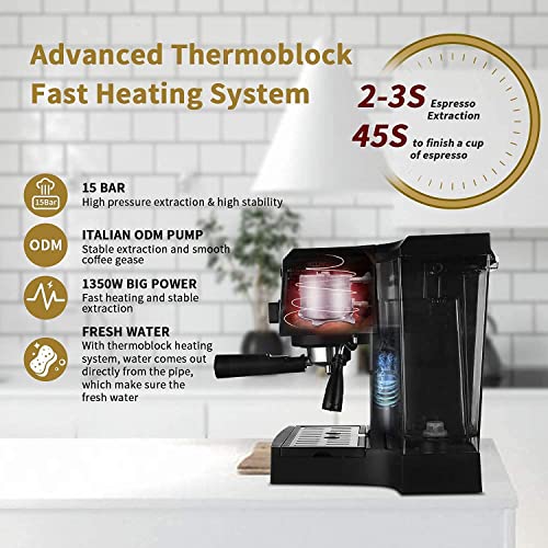 Gevi Espresso Machines 15 Bar Fast Heating Cappuccino Coffee Maker with